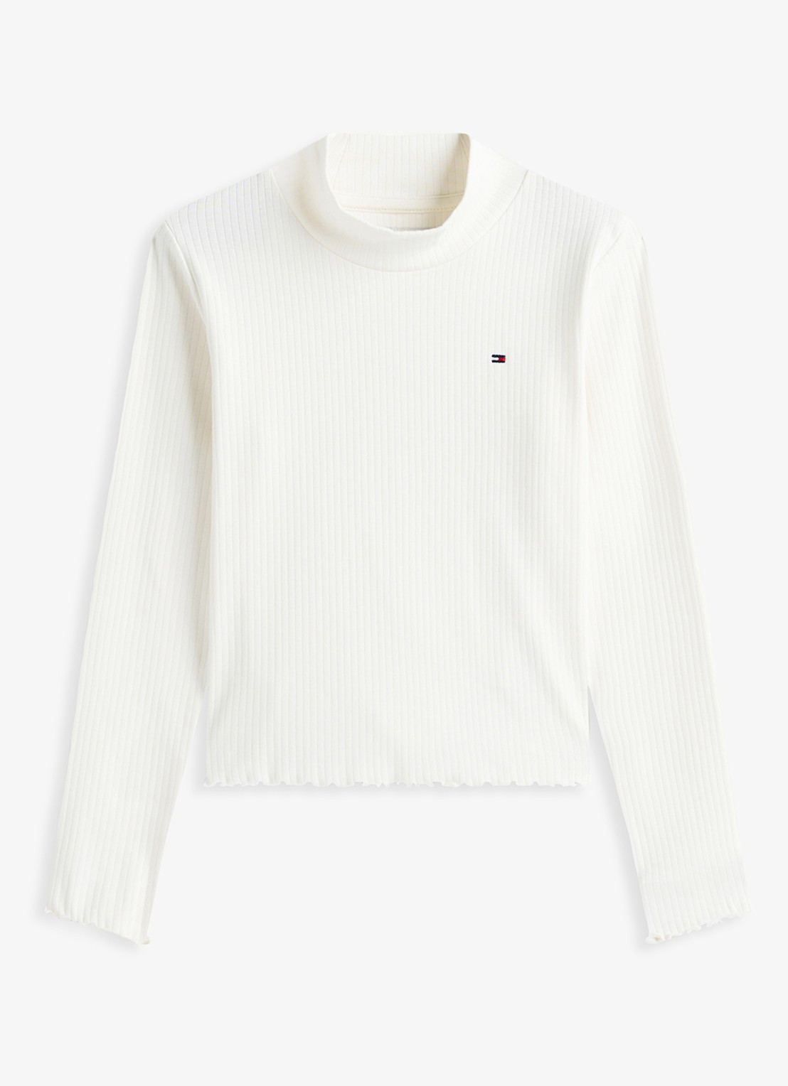 Tommy Hilfiger Longsleeve top met logoborduring - voorkant 2 wit