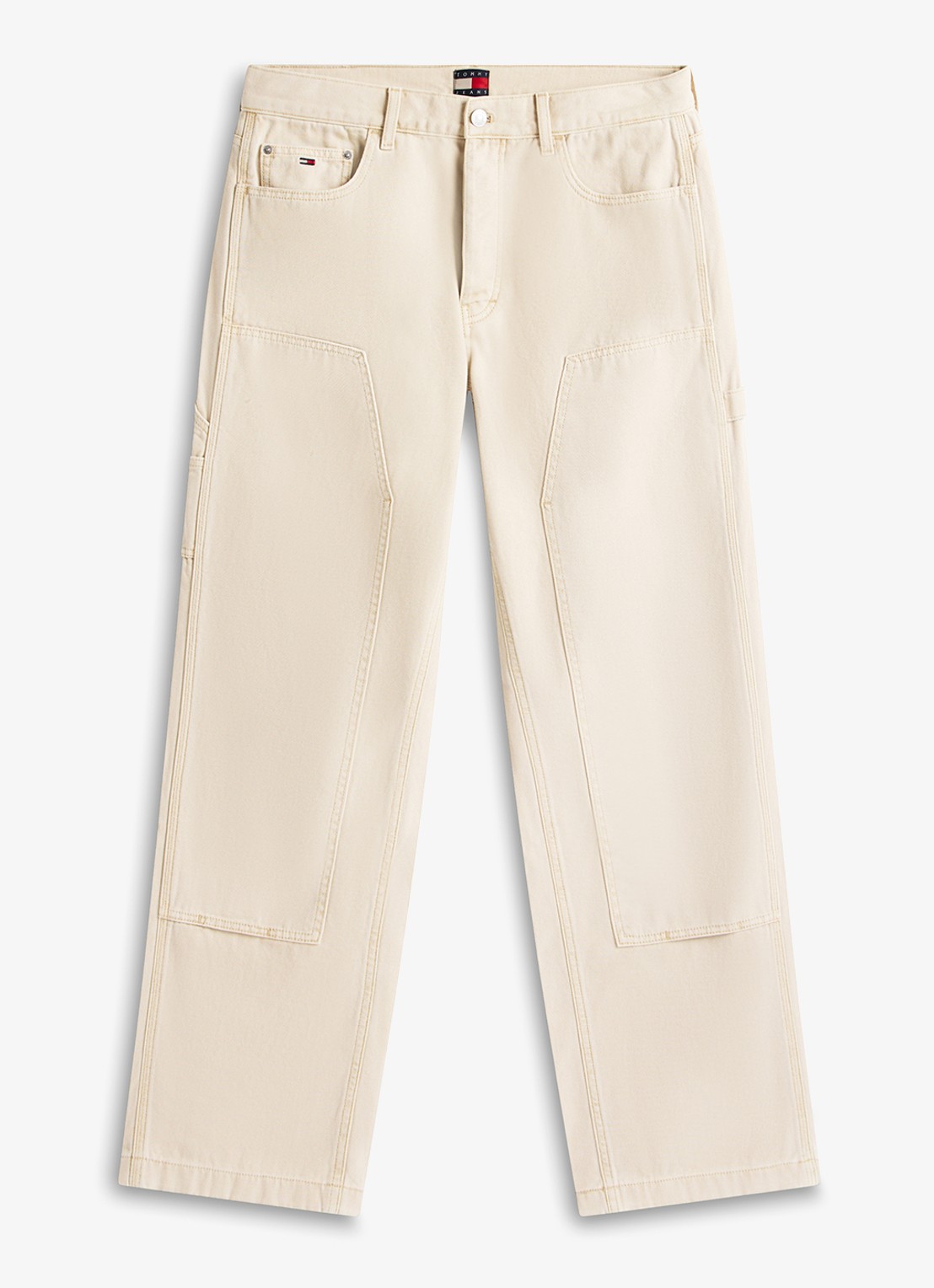 Tommy Hilfiger Loose fit cargobroek met steekzakken - voorkant beige