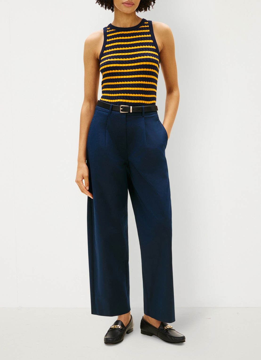Tommy Hilfiger Loose fit chino met steekzakken - voorkant 3 donkerblauw