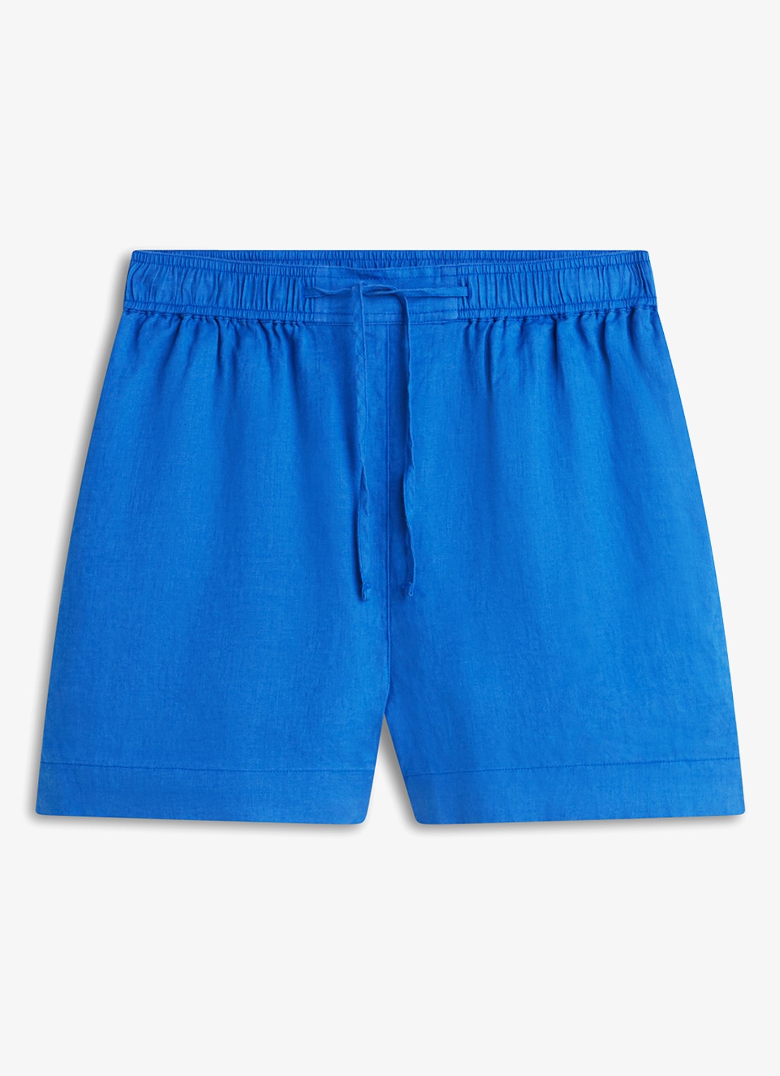 Tommy Hilfiger Loose fit korte broek van linnen met print en steekzakken - voorkant blauw