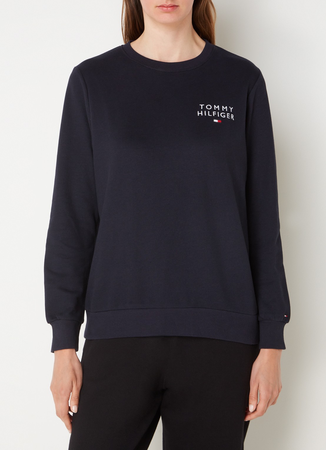 Tommy Hilfiger Loungetrui met logoborduring - detail 2 donkerblauw