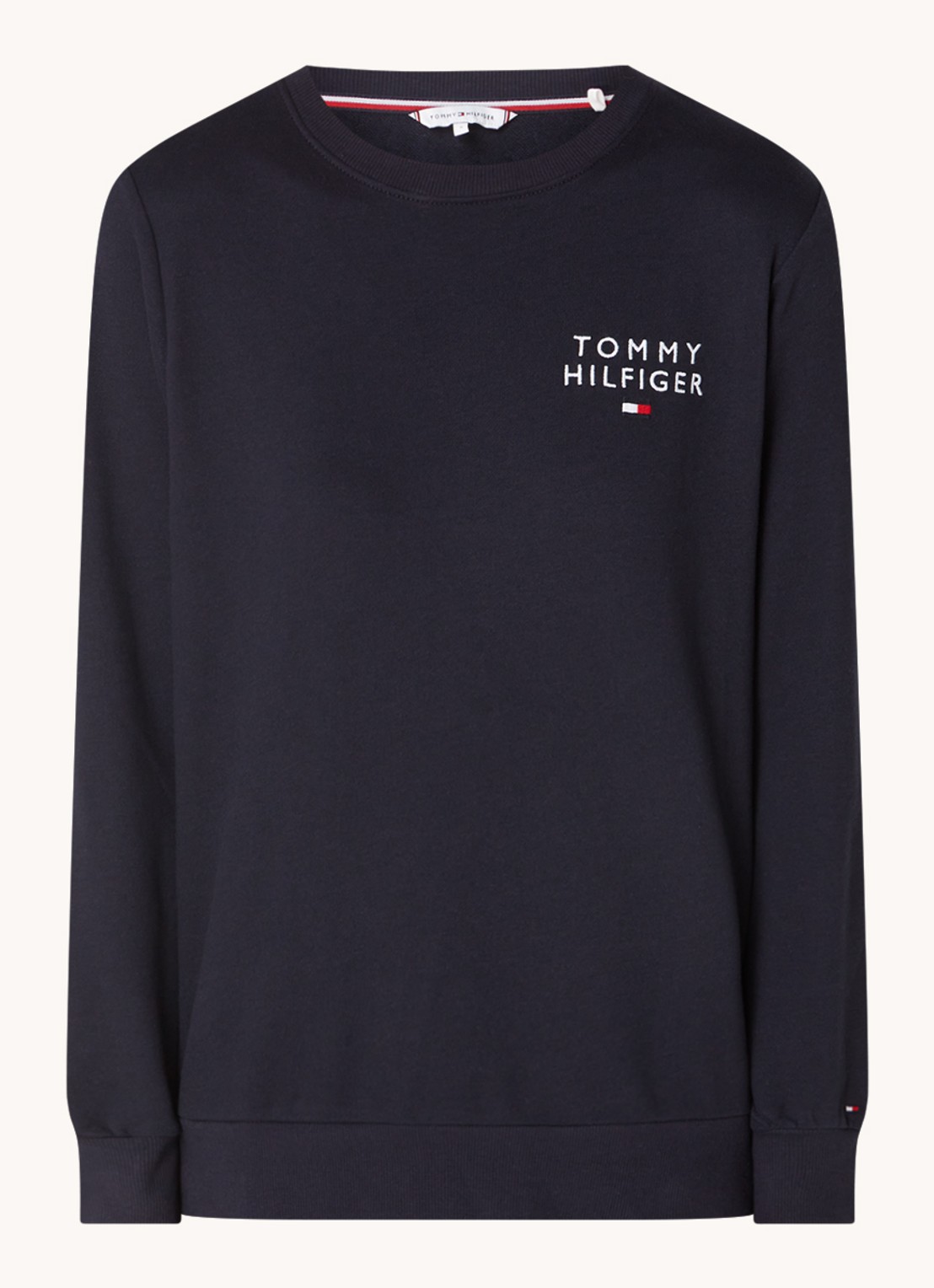 Tommy Hilfiger Loungetrui met logoborduring - voorkant 3 donkerblauw