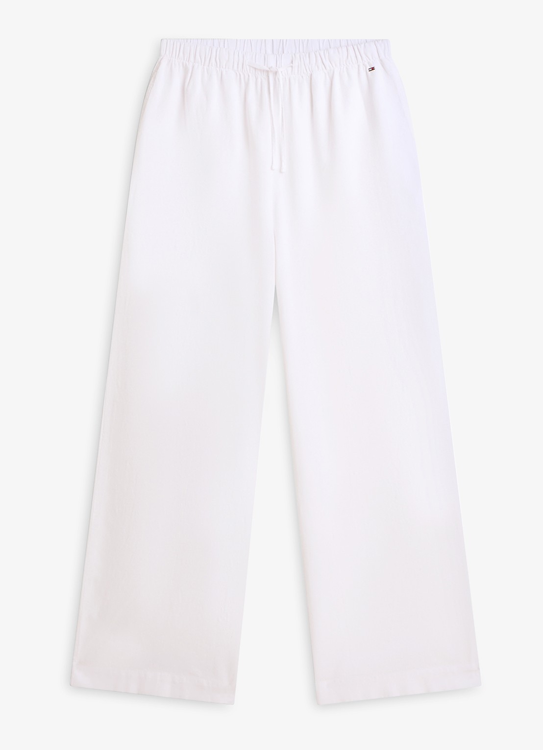 Tommy Hilfiger Low waist wide fit palazzo broek met logo - voorkant 2 wit