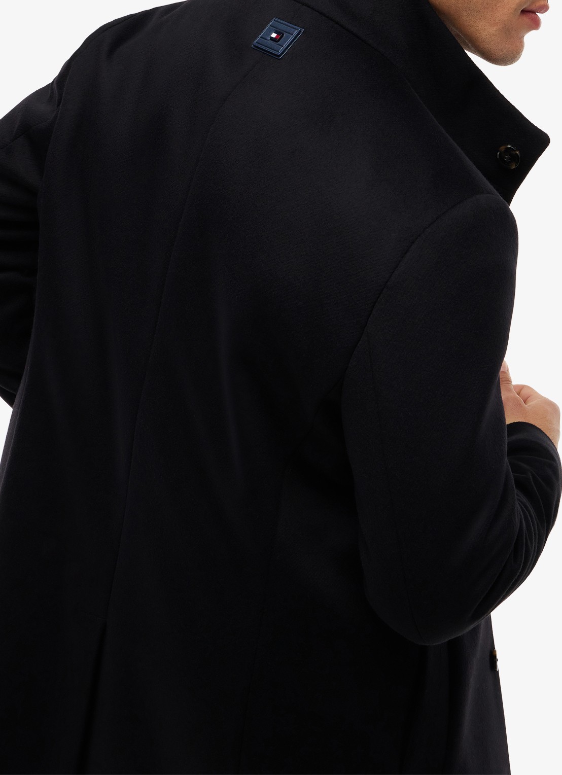 Tommy Hilfiger Mantel in wolblend met steekzakken - detail 3 zwart