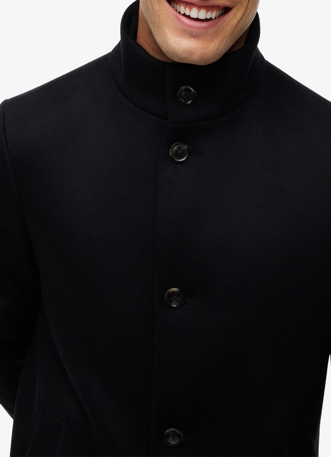 Tommy Hilfiger Mantel in wolblend met steekzakken - detail 4 zwart