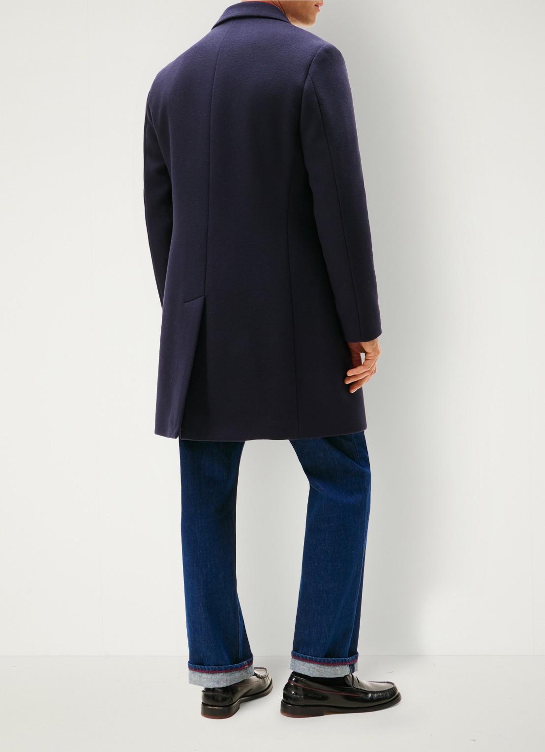 Tommy Hilfiger Mantel in wolblend met steekzakken - achterkant 5 donkerblauw