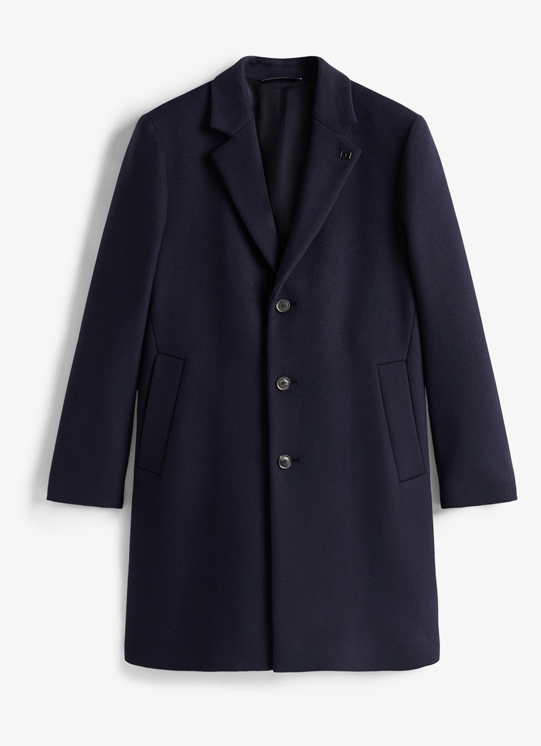 Tommy Hilfiger Mantel in wolblend met steekzakken - voorkant 3 donkerblauw