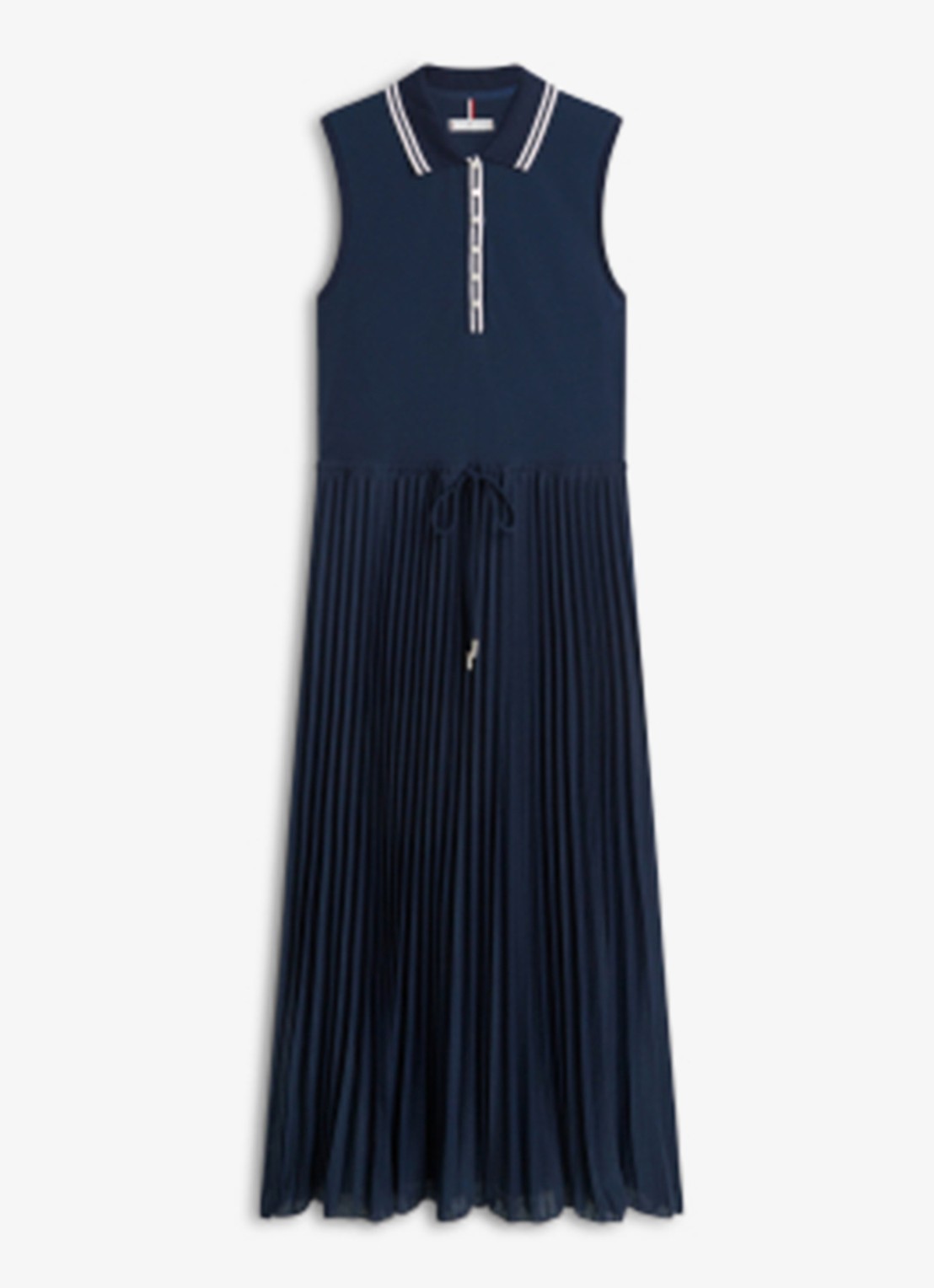 Tommy Hilfiger Maxi jurk met plissé - voorkant donkerblauw