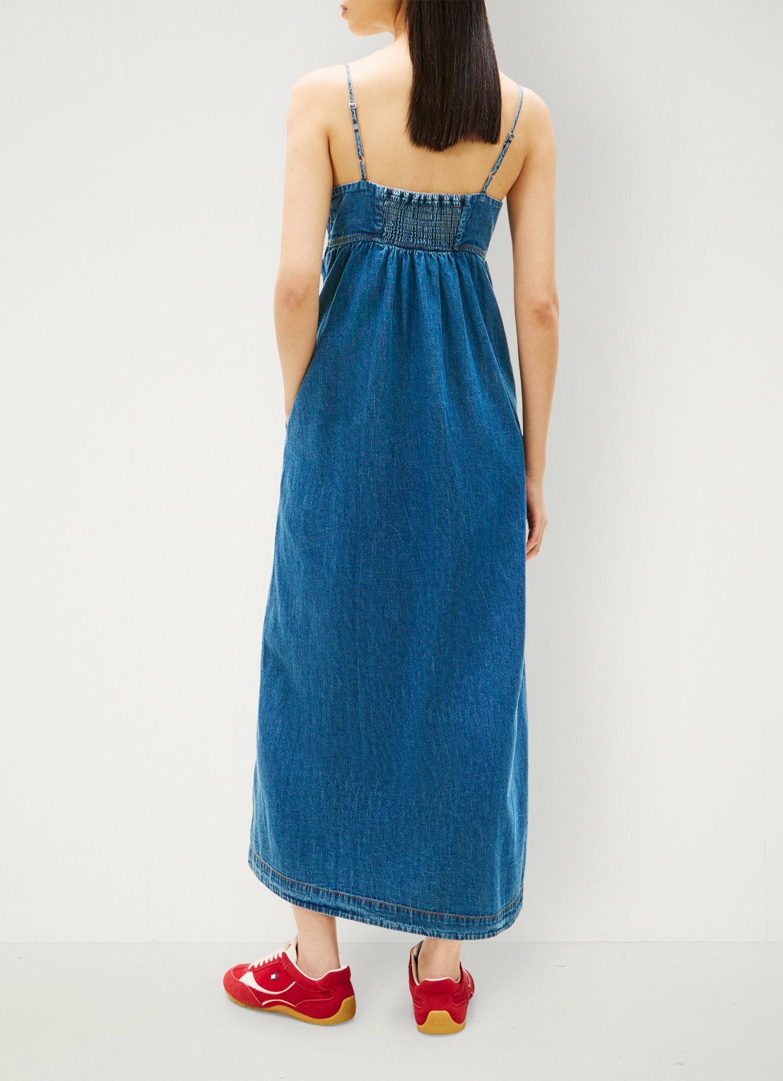 Tommy Hilfiger Maxi jurk van katoen - achterkant 2 donkerblauw