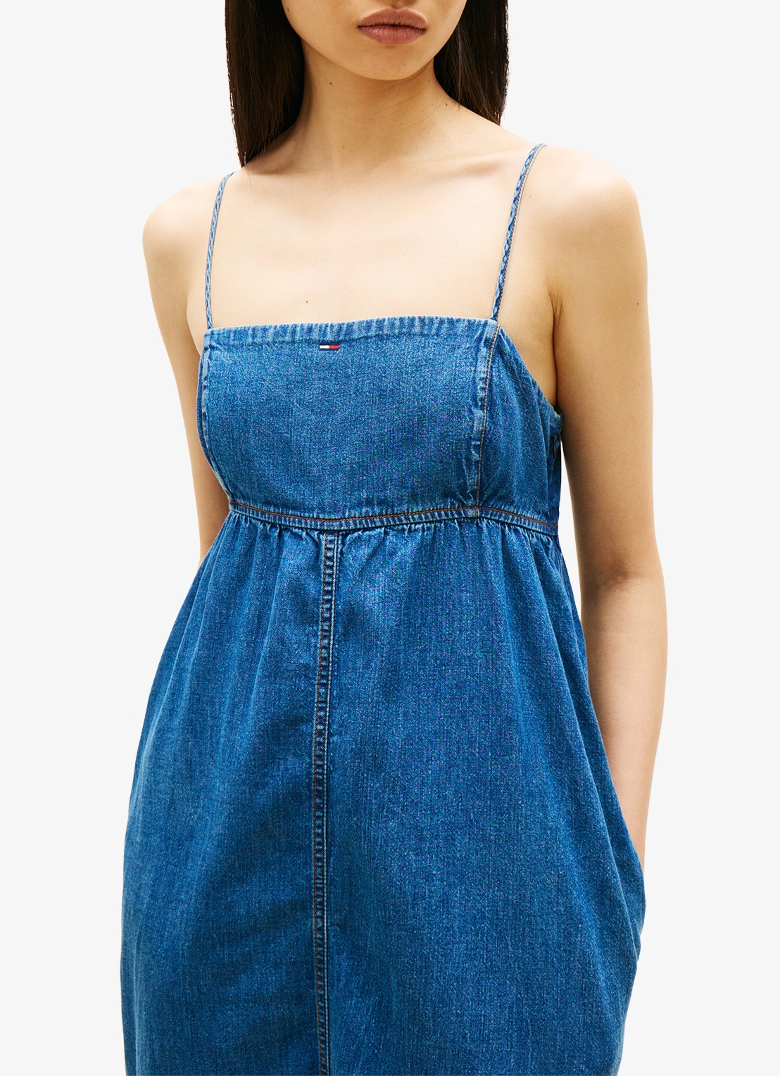 Tommy Hilfiger Maxi jurk van katoen - detail donkerblauw