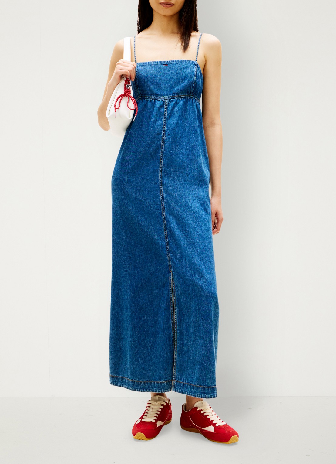 Tommy Hilfiger Maxi jurk van katoen - voorkant 4 donkerblauw