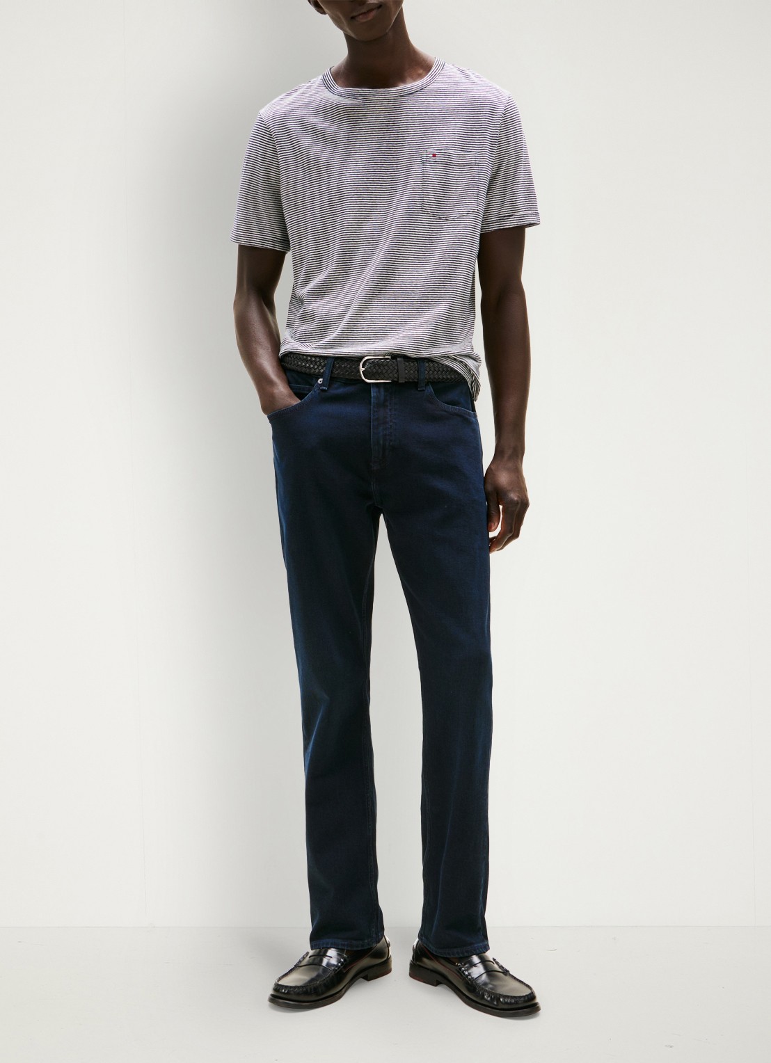 Tommy Hilfiger Mercer straight leg jeans met steekzakken - voorkant 5 donkerblauw