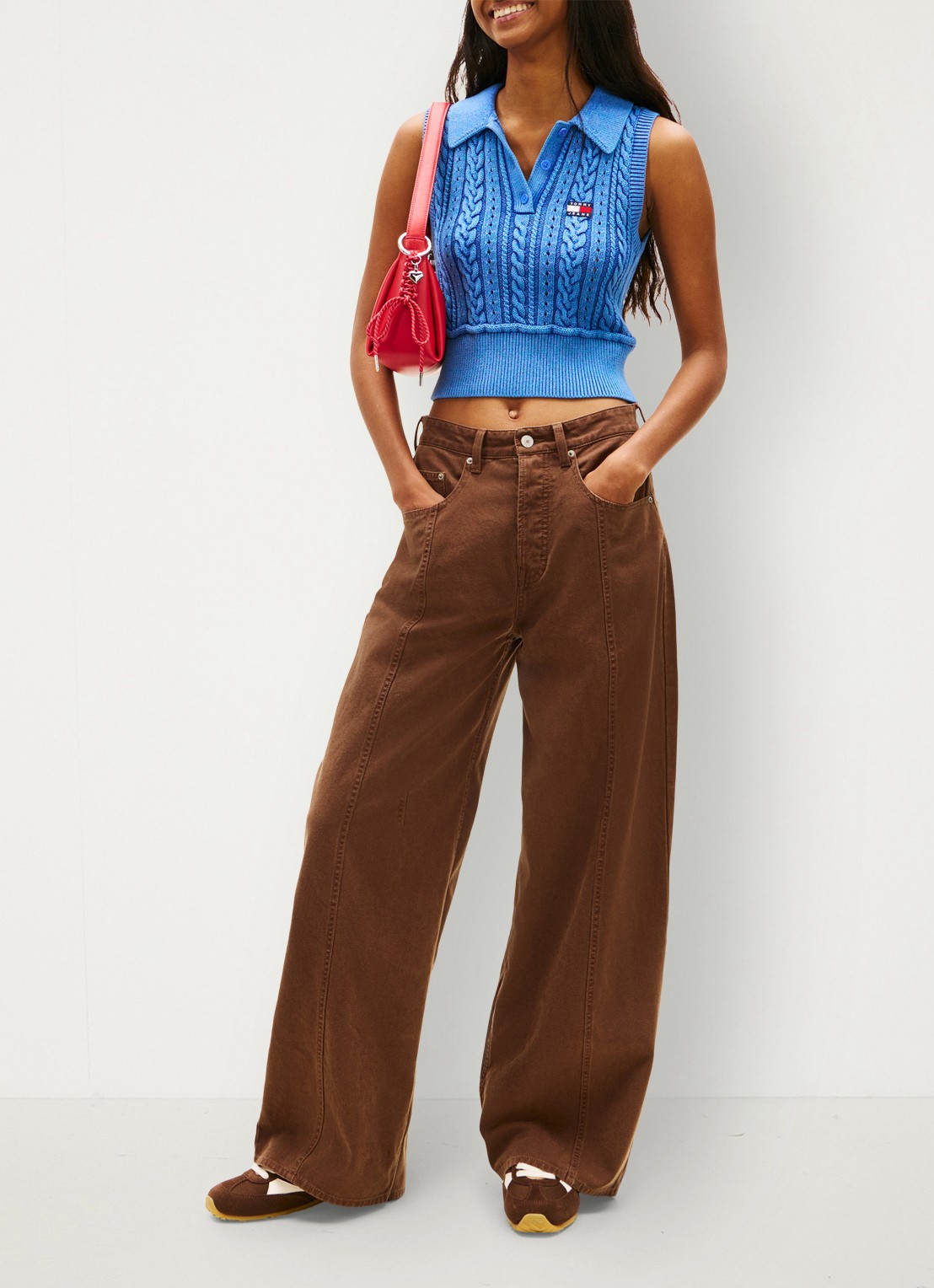 Tommy Hilfiger Mid rise loose fit jeans met gekleurde wassing - voorkant 4 bruin