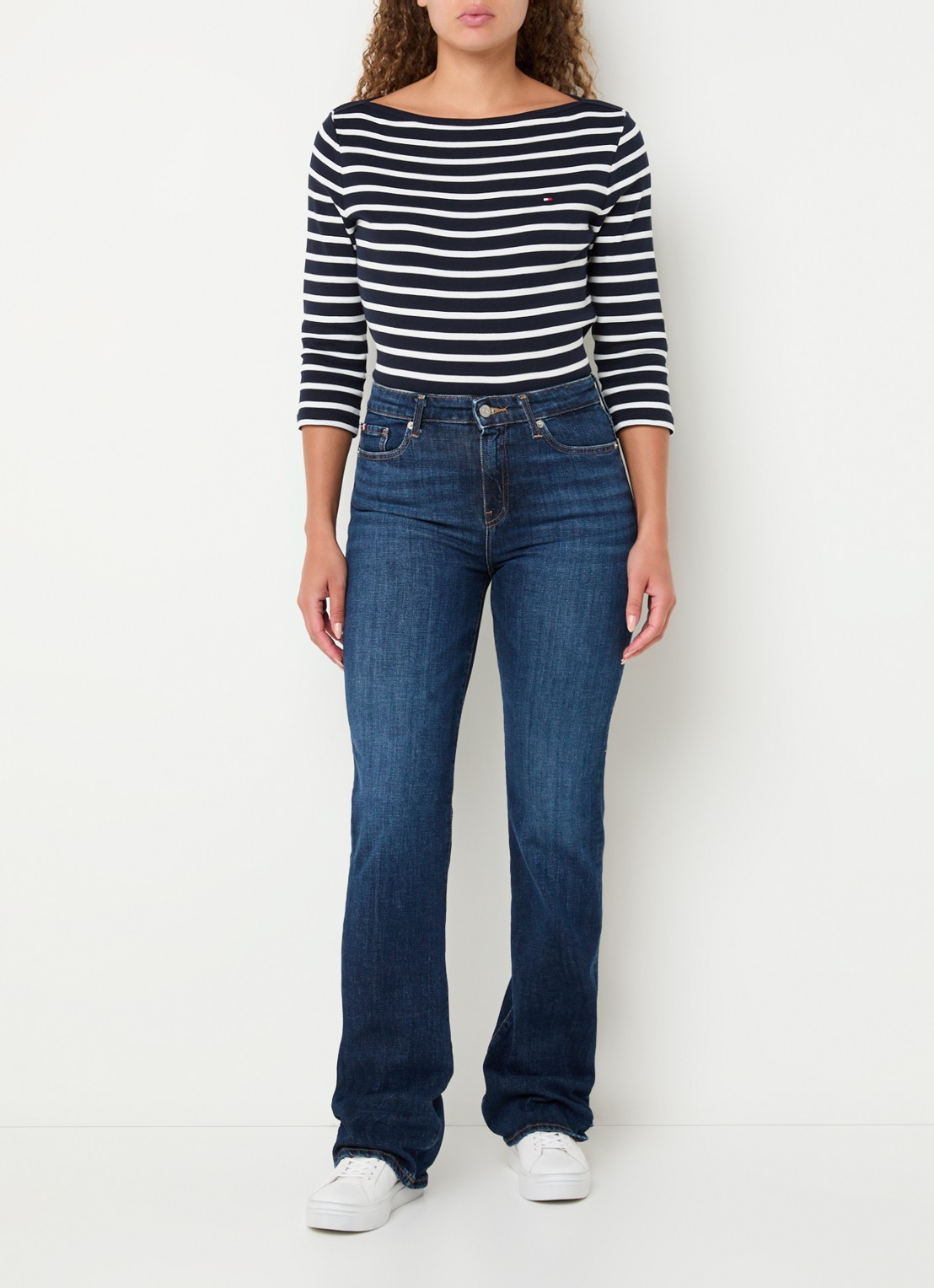 Tommy Hilfiger Mid waist bootcut jeans met donkere wassing - voorkant 6 indigo