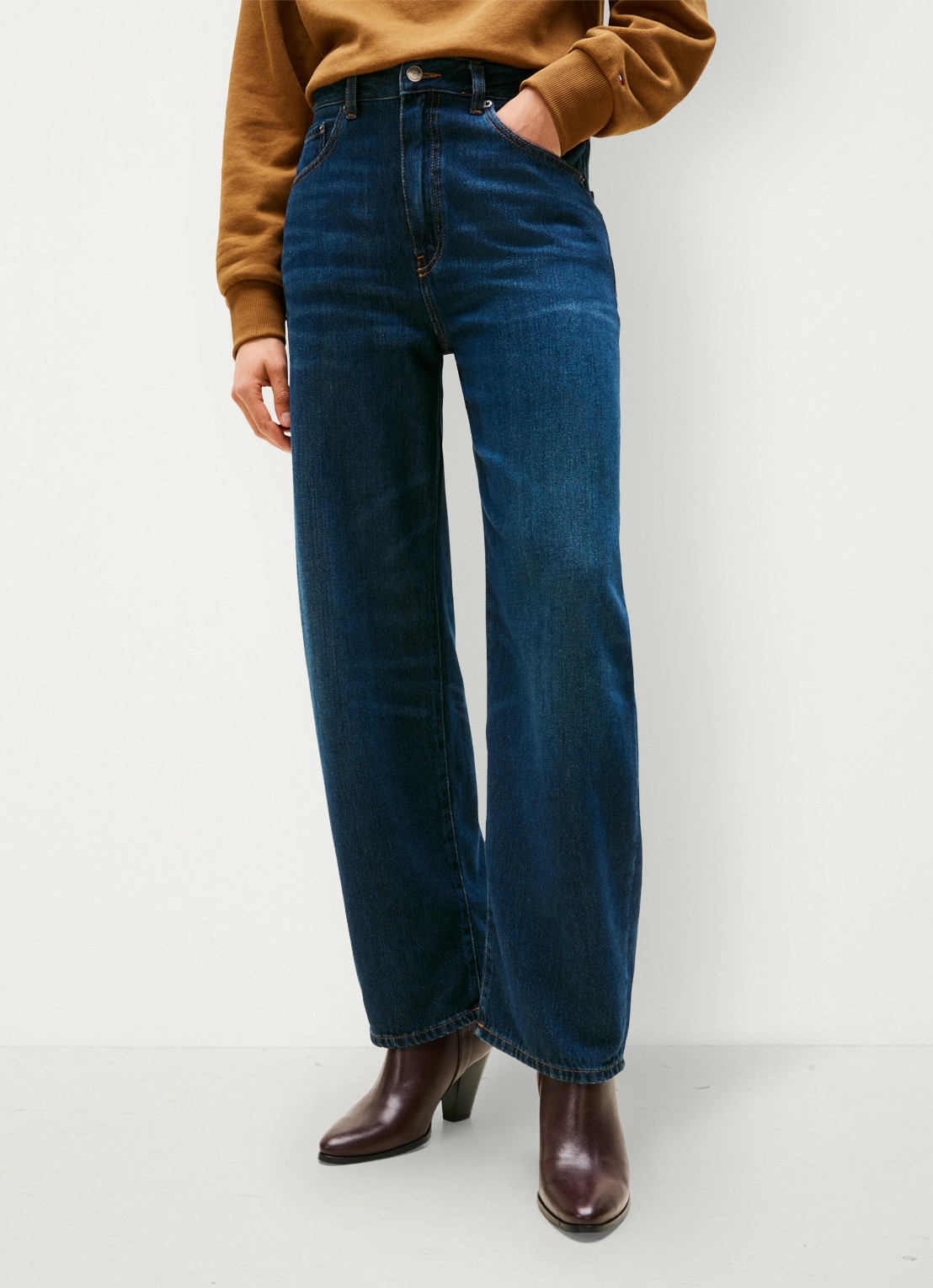 Tommy Hilfiger Mid waist loose fit jeans met steekzakken - detail 4 donkerblauw