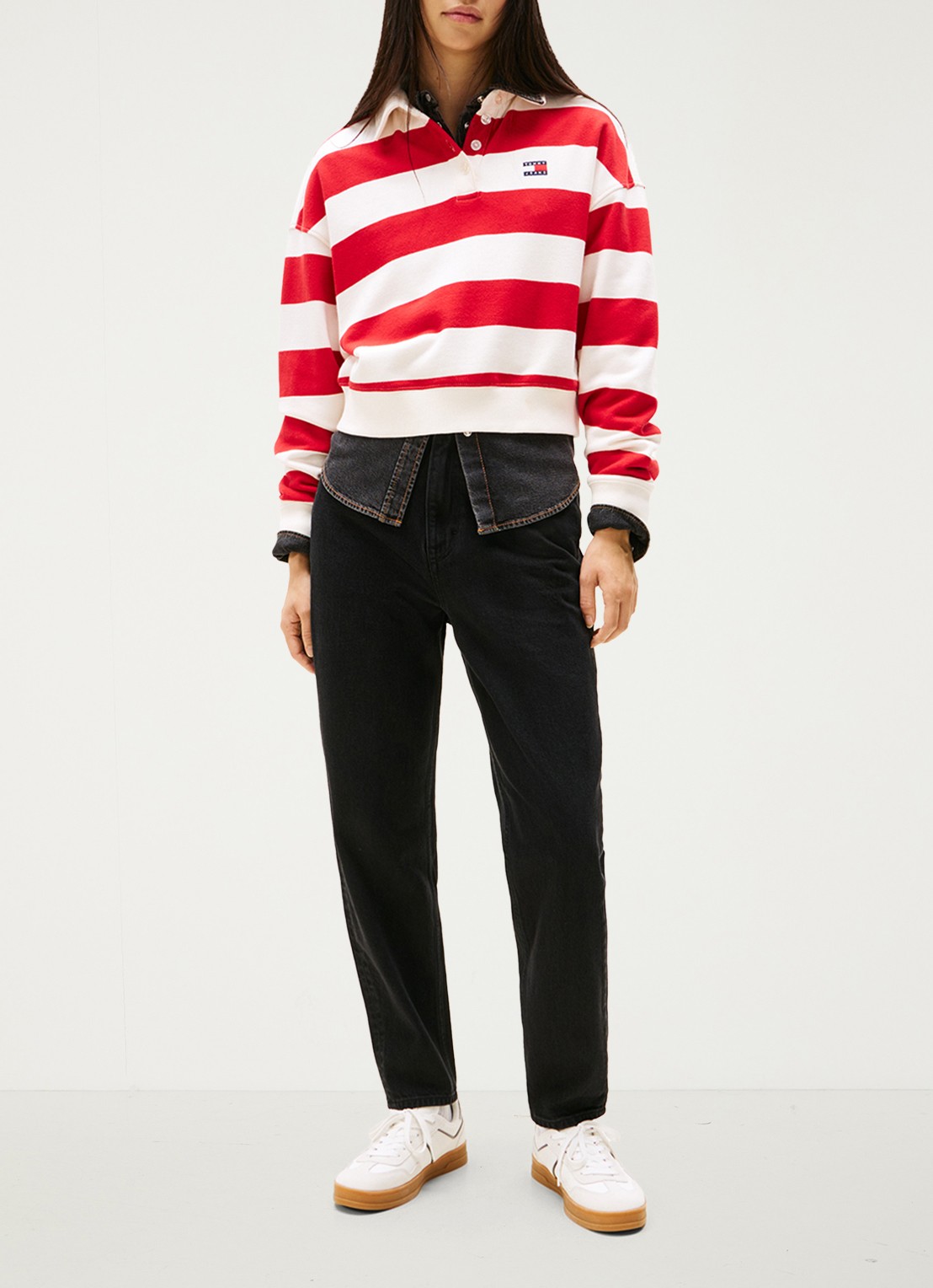 Tommy Hilfiger Mid waist mom jeans met gekleurde wassing - voorkant 4 zwart