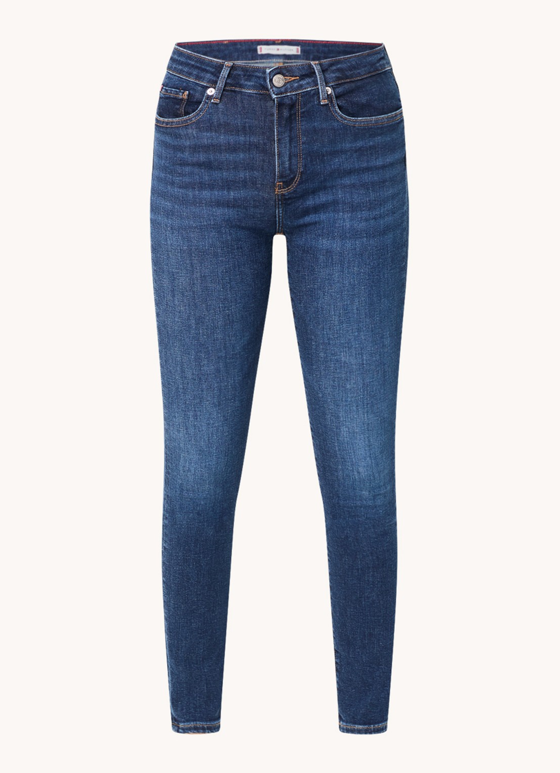 Tommy Hilfiger Mid waist skinny jeans met donkere wassing - voorkant indigo