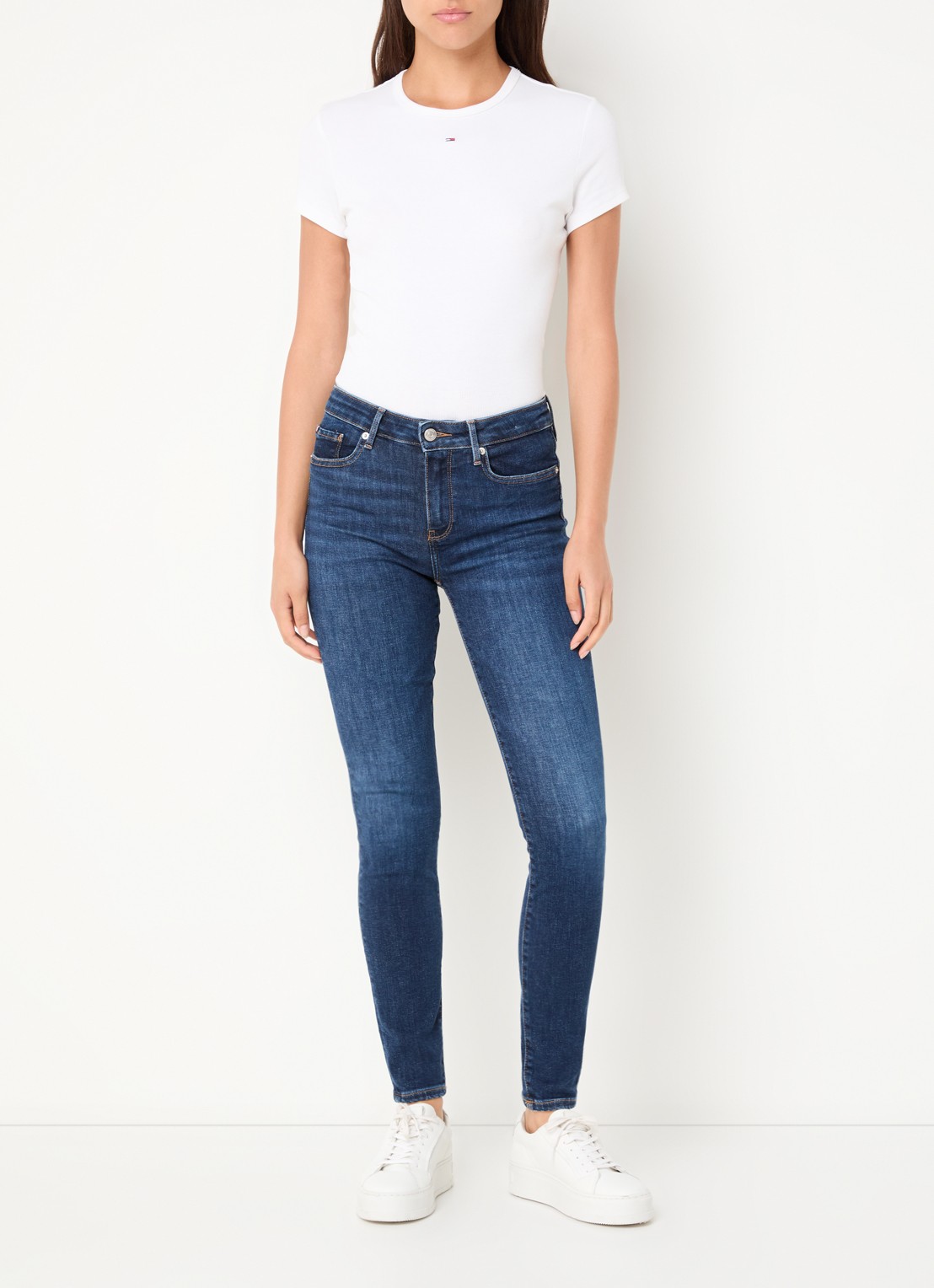 Tommy Hilfiger Mid waist skinny jeans met donkere wassing - voorkant 2 indigo