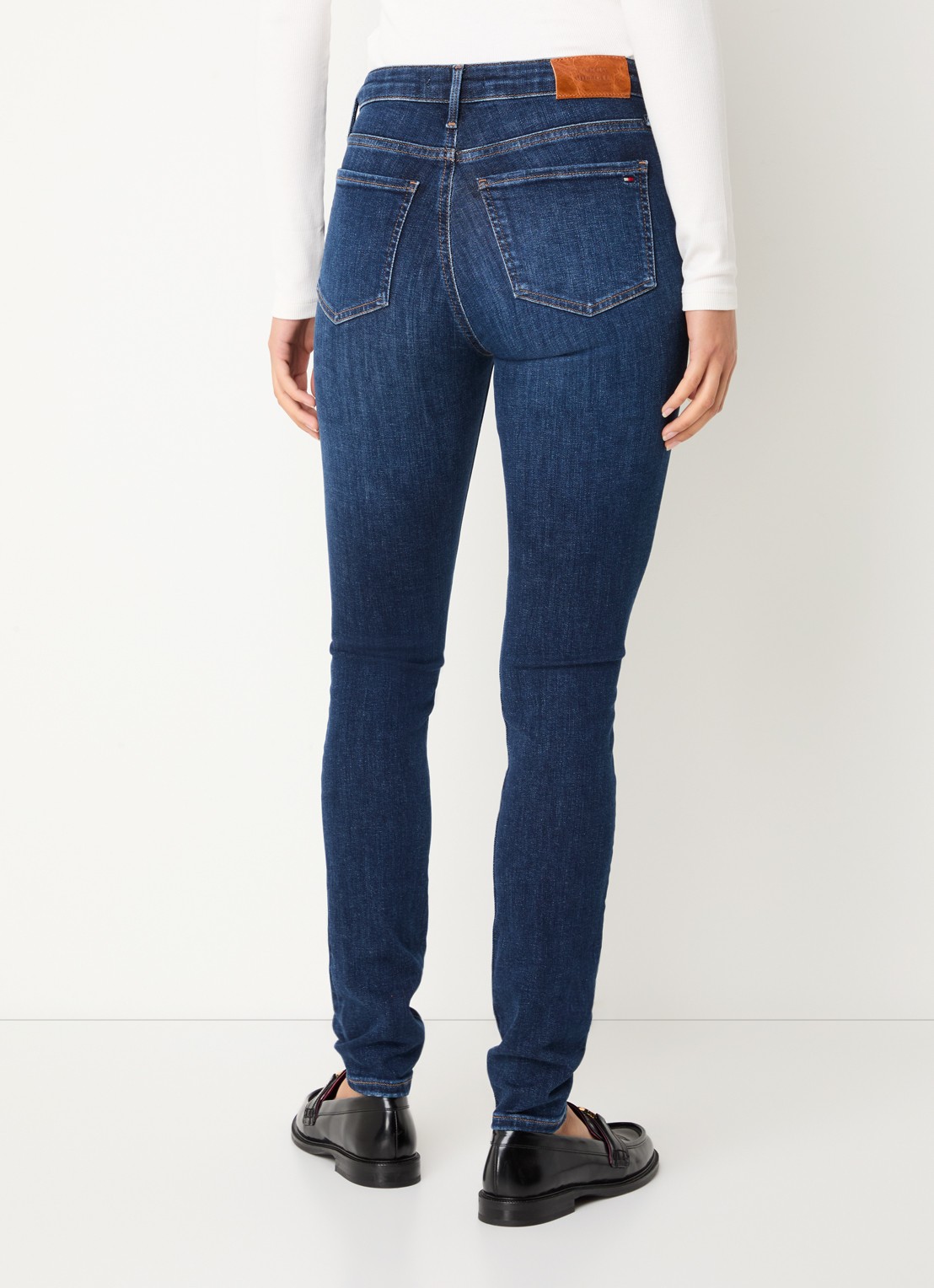 Tommy Hilfiger Mid waist skinny jeans met donkere wassing - achterkant 10 indigo