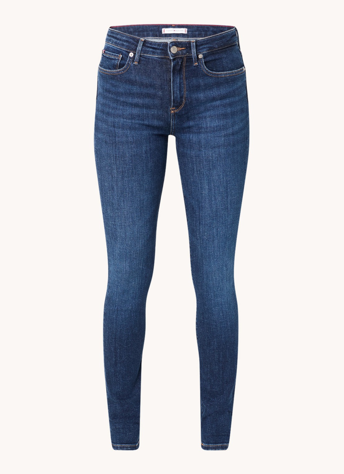 Tommy Hilfiger Mid waist skinny jeans met donkere wassing - voorkant 3 indigo