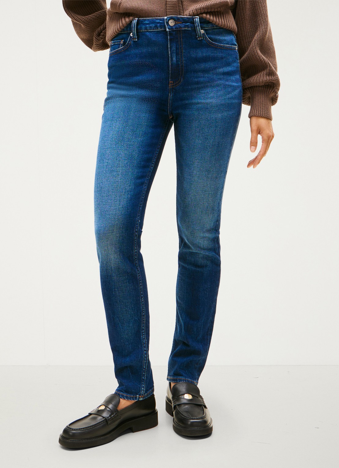 Tommy Hilfiger Mid waist slim fit jeans met steekzakken - detail indigo