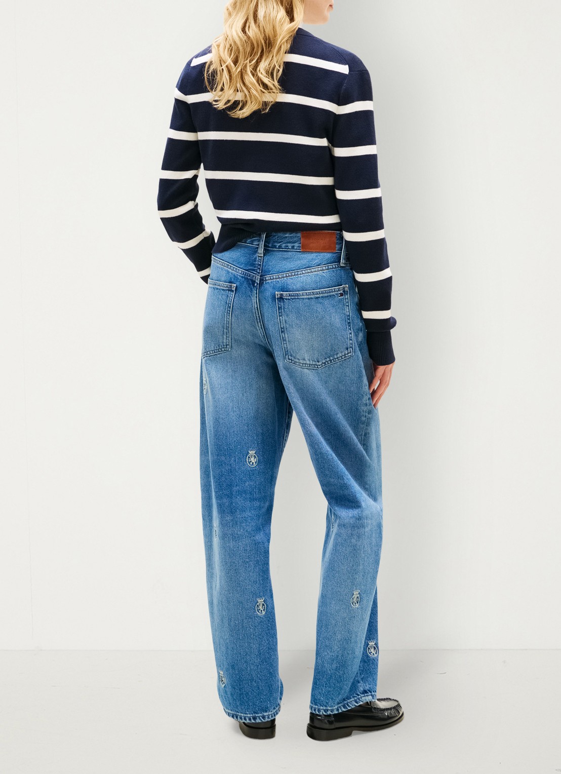 Tommy Hilfiger Mid waist straight fit jeans met logoprint - achterkant 5 denim