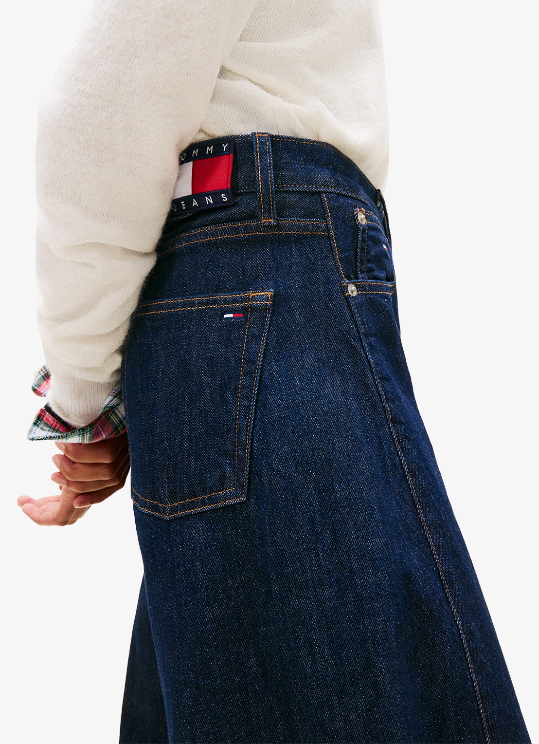 Tommy Hilfiger Mid waist tapered fit jeans met steekzakken - detail 4 donkerblauw
