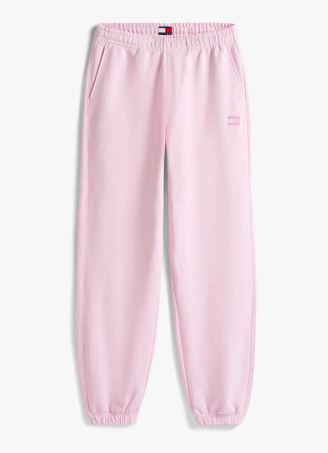Tommy Hilfiger Mid waist tapered fit joggingbroek met logoborduring - voorkant 4 lichtroze