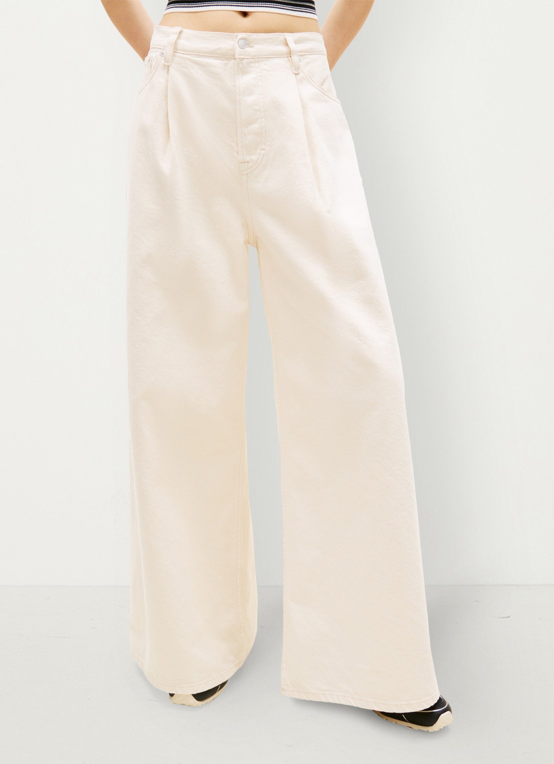 Tommy Hilfiger Mid waist wide fit jeans van katoen - detail 2 gebroken wit