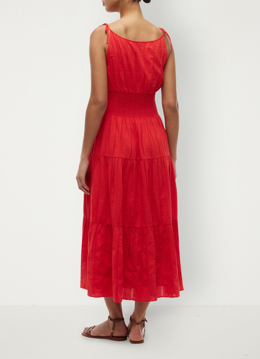Tommy Hilfiger Midi jurk in katoenblend - achterkant 6 rood
