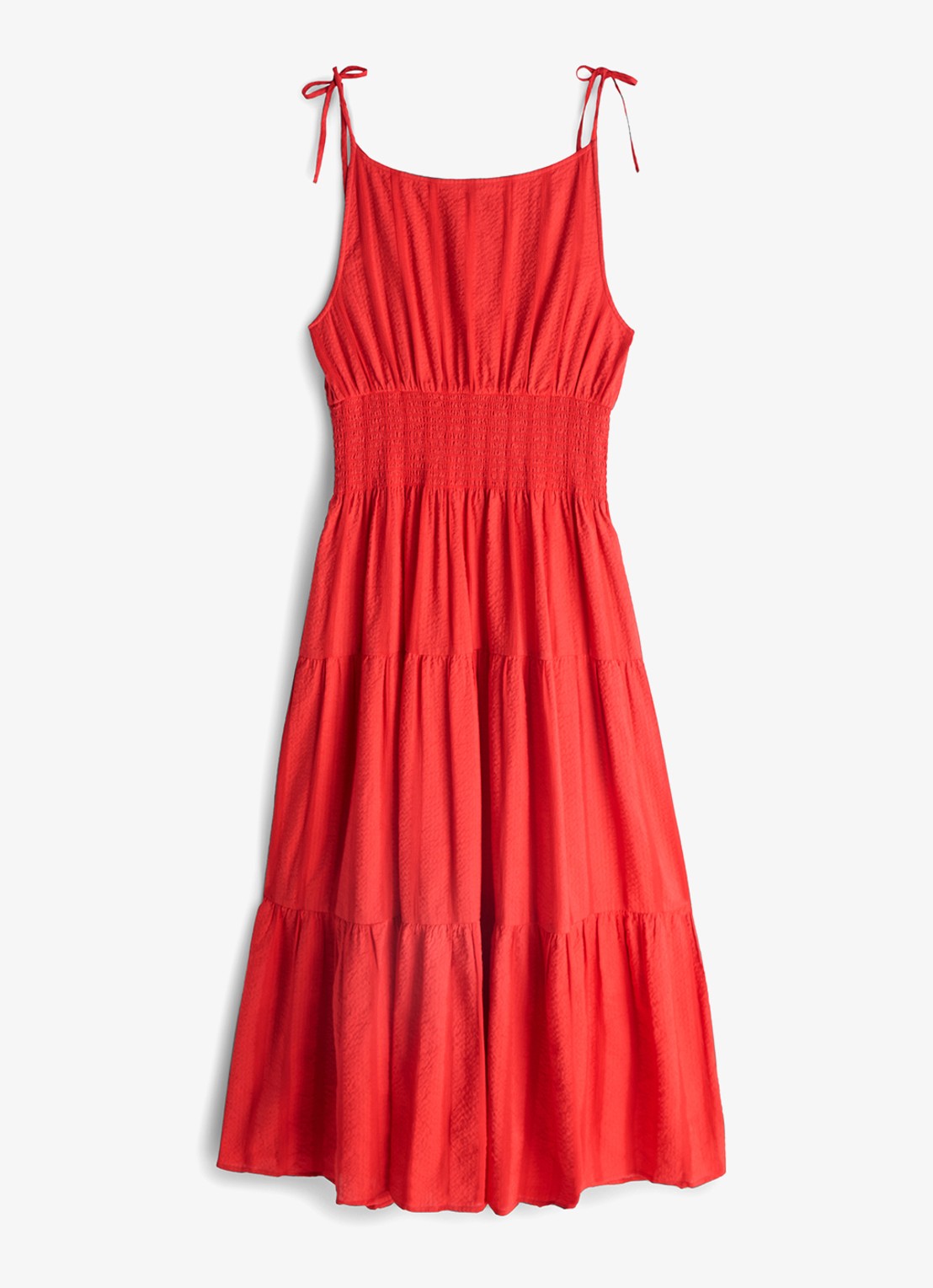 Tommy Hilfiger Midi jurk in katoenblend - voorkant 4 rood