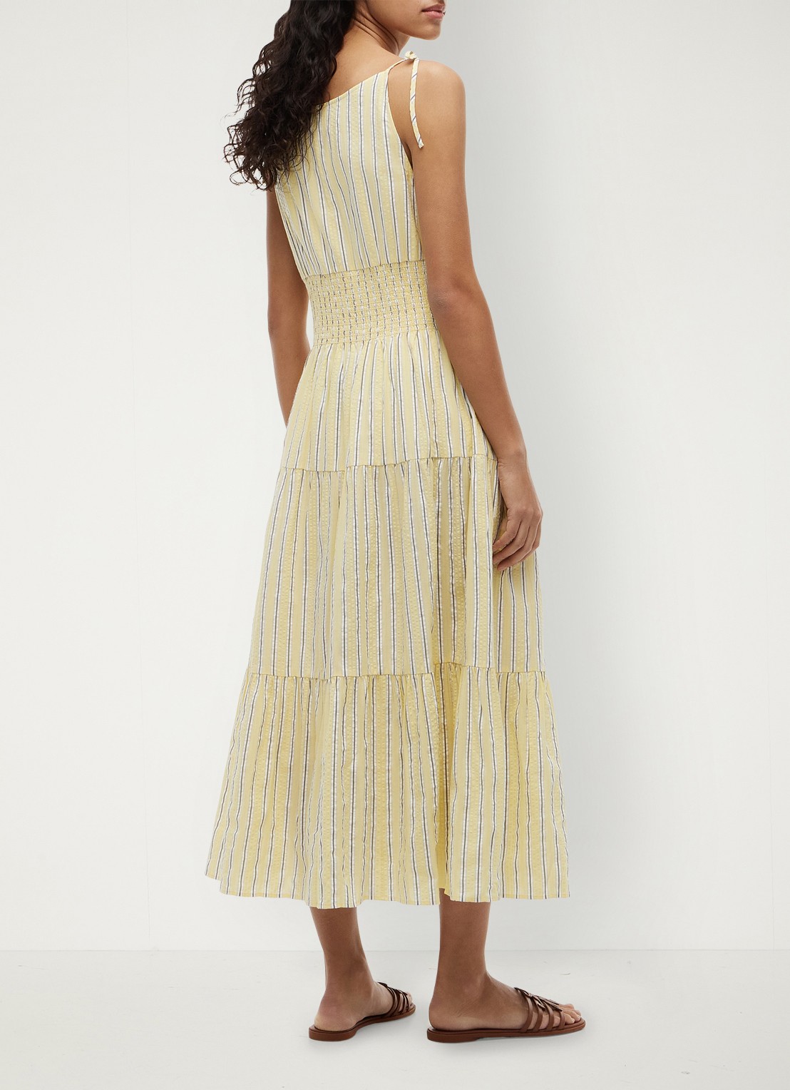 Tommy Hilfiger Midi jurk in katoenblend - achterkant lichtgeel
