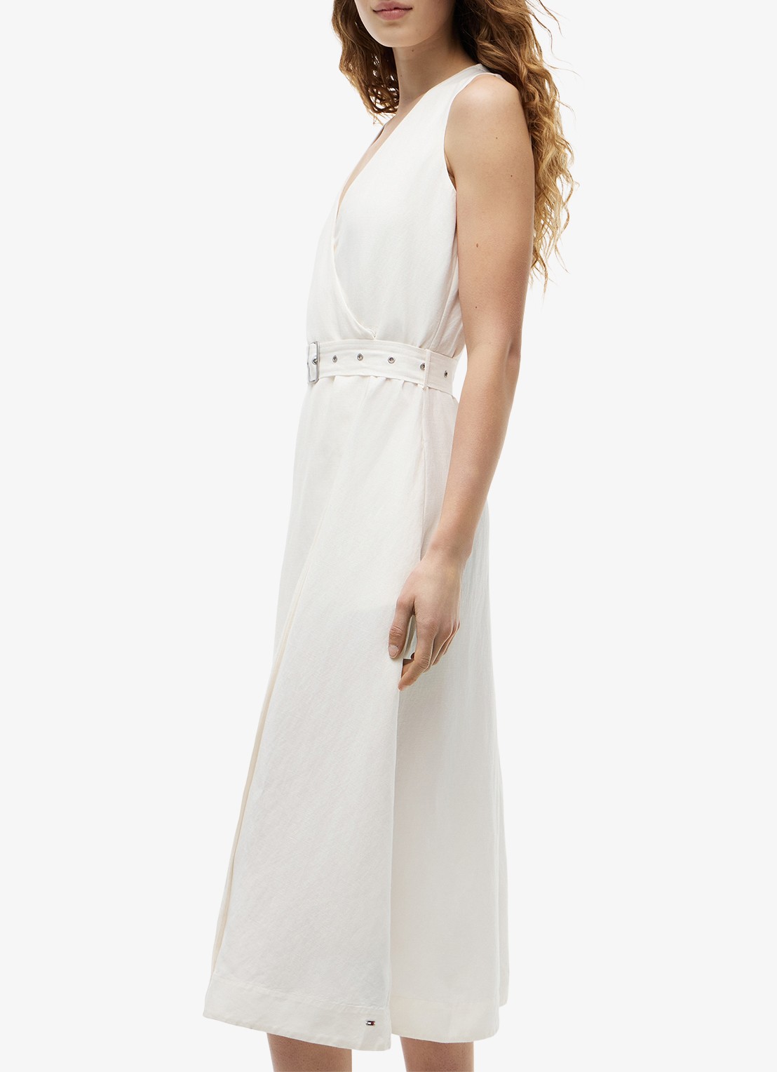 Tommy Hilfiger Midi jurk met ceintuur - detail 2 wit