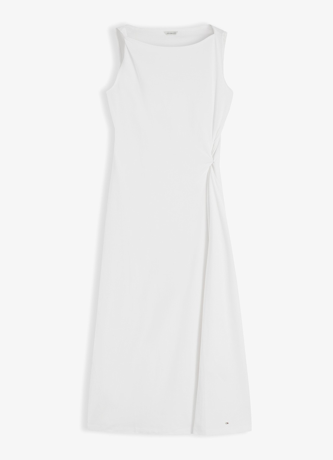 Tommy Hilfiger Midi jurk met geknoopt detail - voorkant gebroken wit