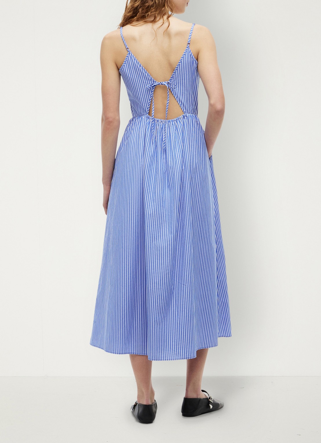 Tommy Hilfiger Midi jurk met geknoopt detail - achterkant 4 lichtblauw