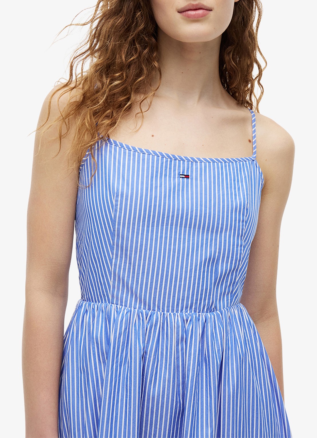 Tommy Hilfiger Midi jurk met geknoopt detail - detail 2 lichtblauw