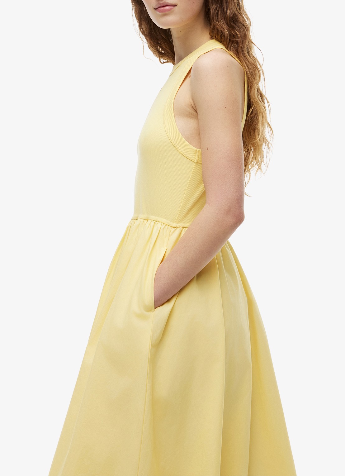 Tommy Hilfiger Midi jurk met plooien en logoborduring - detail geel
