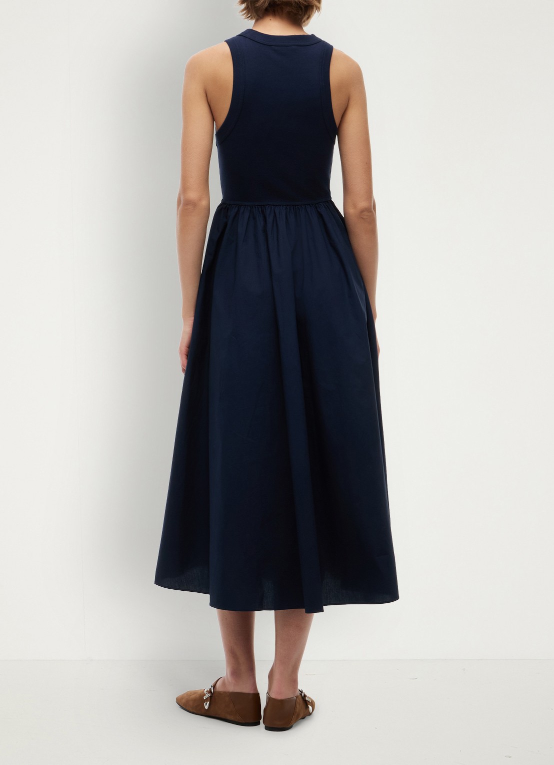 Tommy Hilfiger Midi jurk met plooien en logoborduring - achterkant 2 donkerblauw