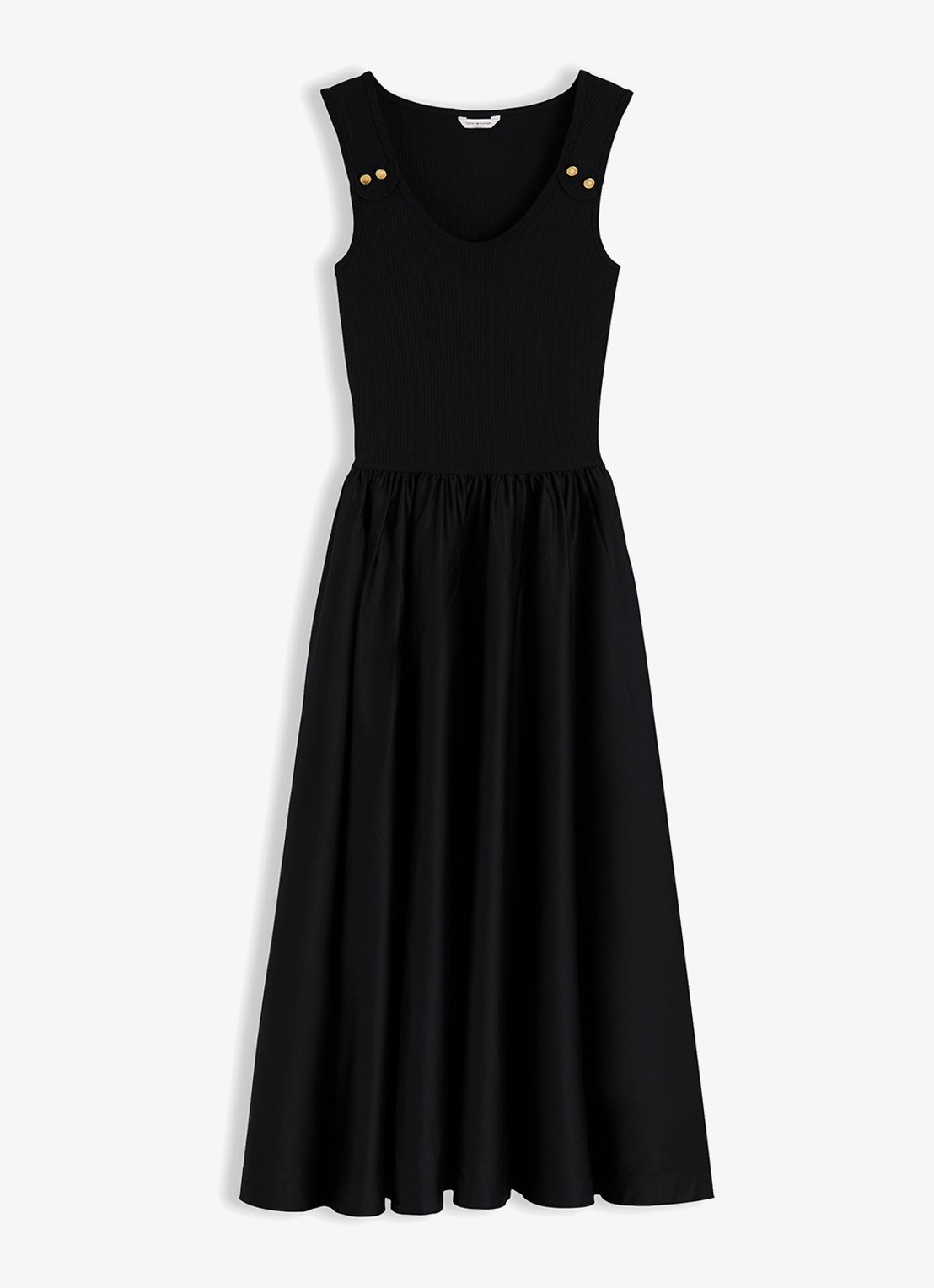 Tommy Hilfiger Midi jurk met plooien - voorkant 2 zwart