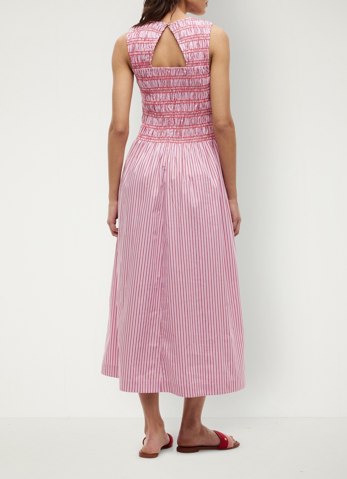 Tommy Hilfiger Midi jurk met streepprint - achterkant 5 pink multi stripe-0d7 / roze