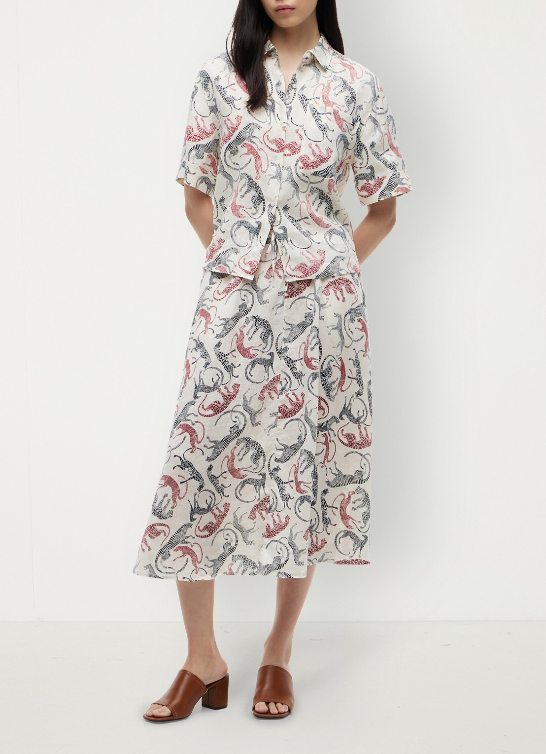 Tommy Hilfiger Midi rok met dierenprint - voorkant 4 multicolor