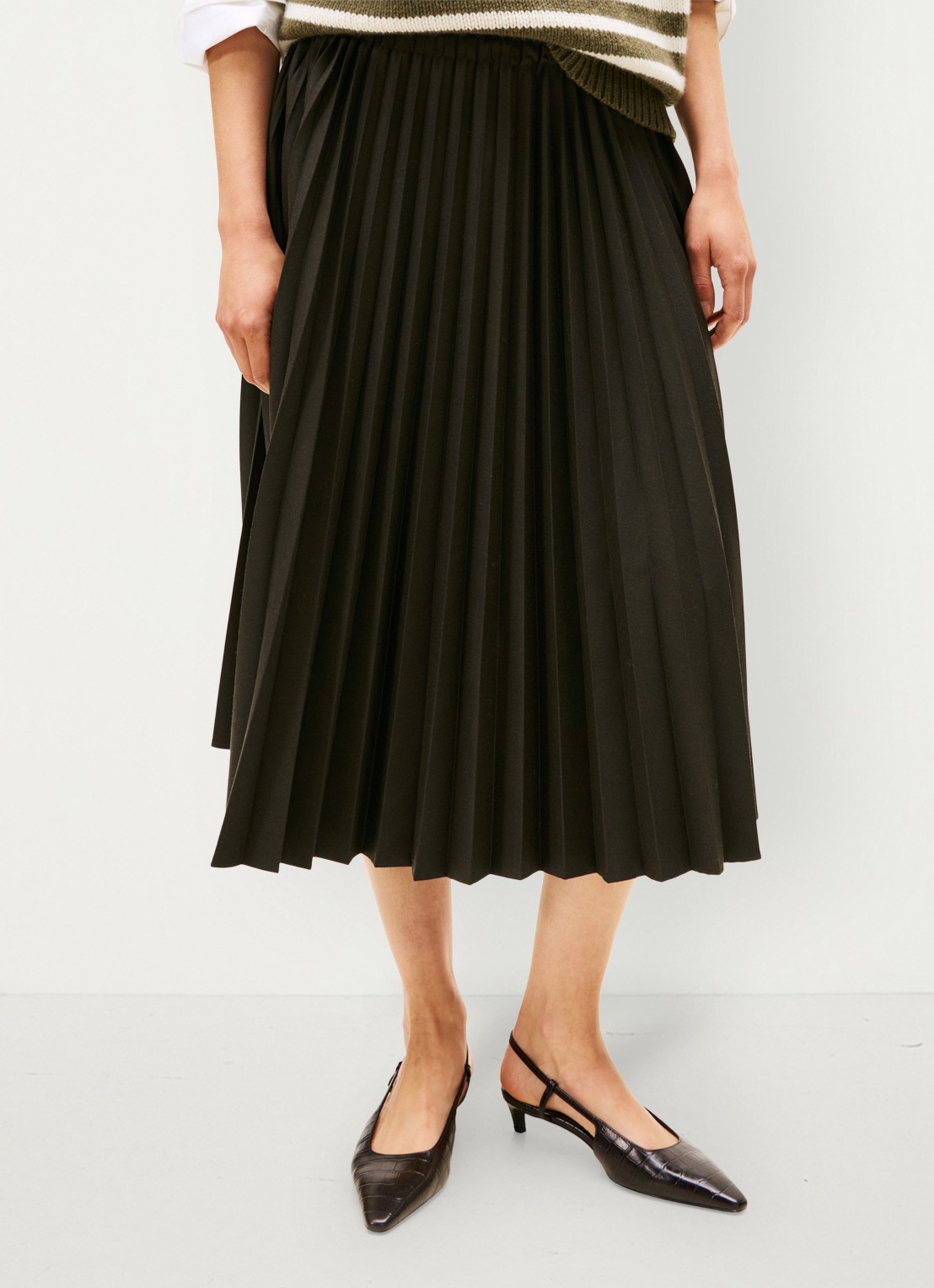 Tommy Hilfiger Midi rok met plissé - detail 4 legergroen