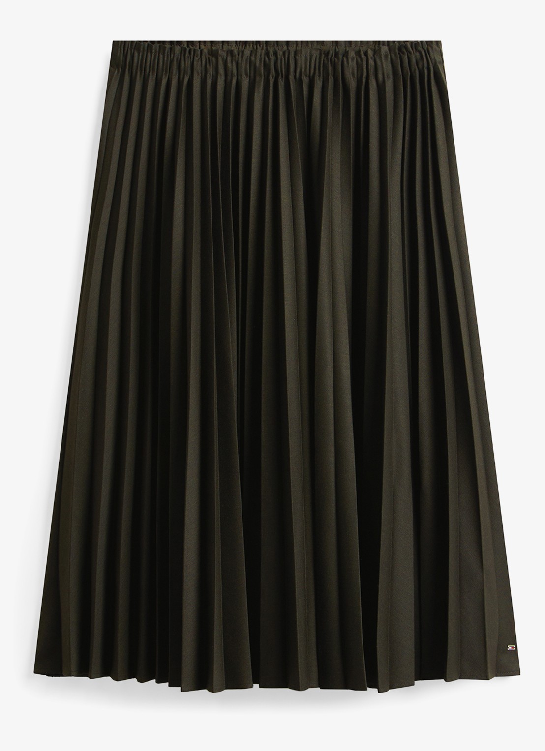 Tommy Hilfiger Midi rok met plissé - voorkant 2 legergroen