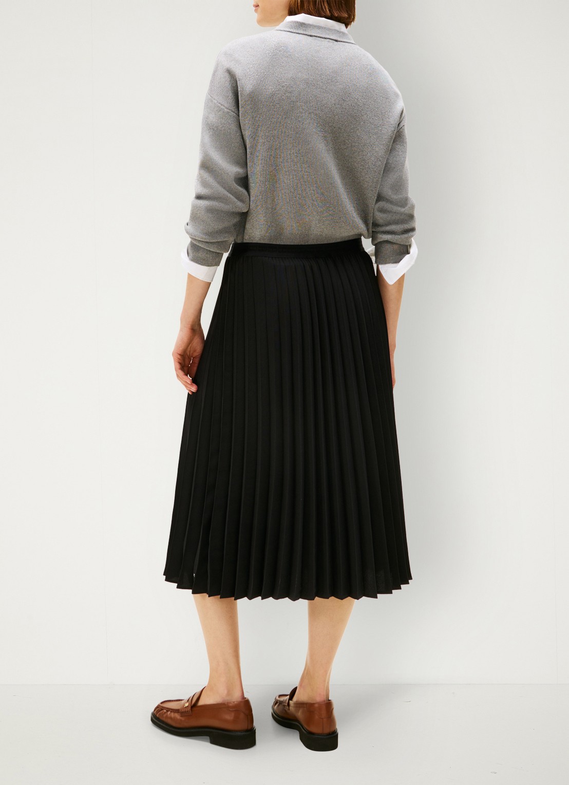 Tommy Hilfiger Midi rok met plissé - achterkant zwart