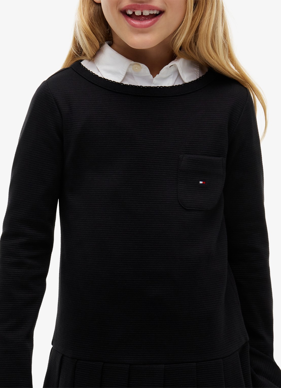 Tommy Hilfiger Mini A-lijn jurk met plooien - detail 4 zwart