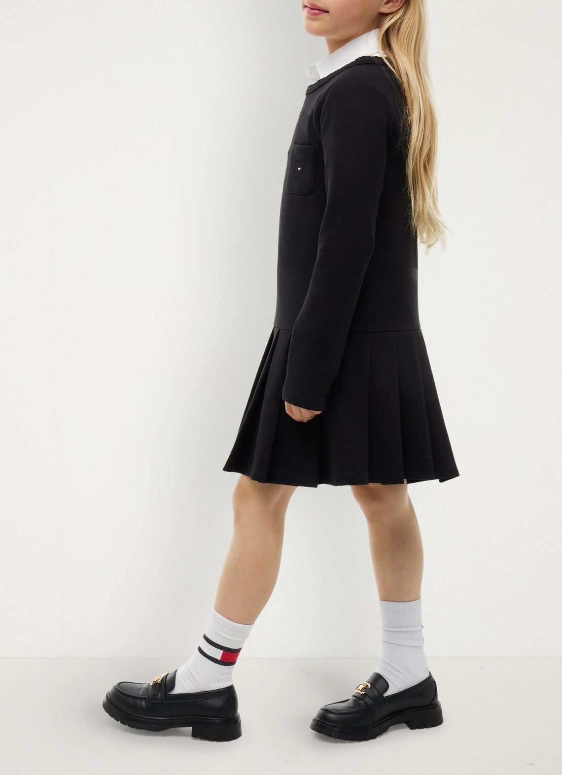 Tommy Hilfiger Mini A-lijn jurk met plooien - detail 5 zwart