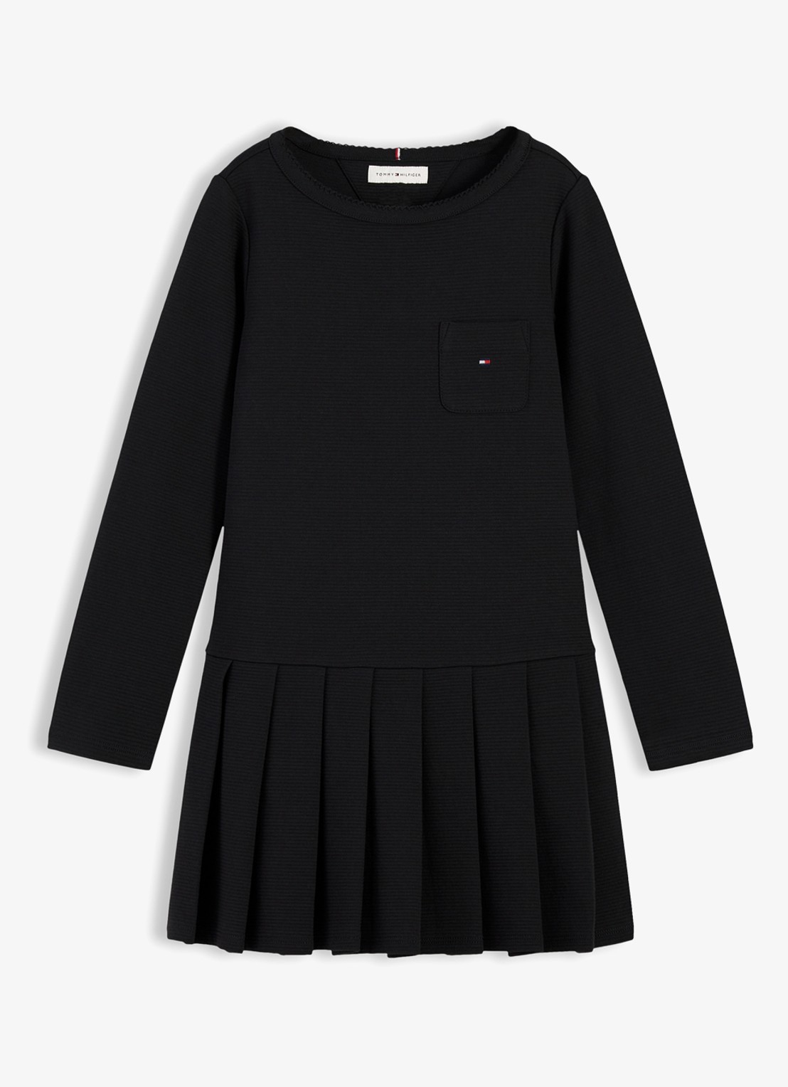 Tommy Hilfiger Mini A-lijn jurk met plooien - voorkant 2 zwart