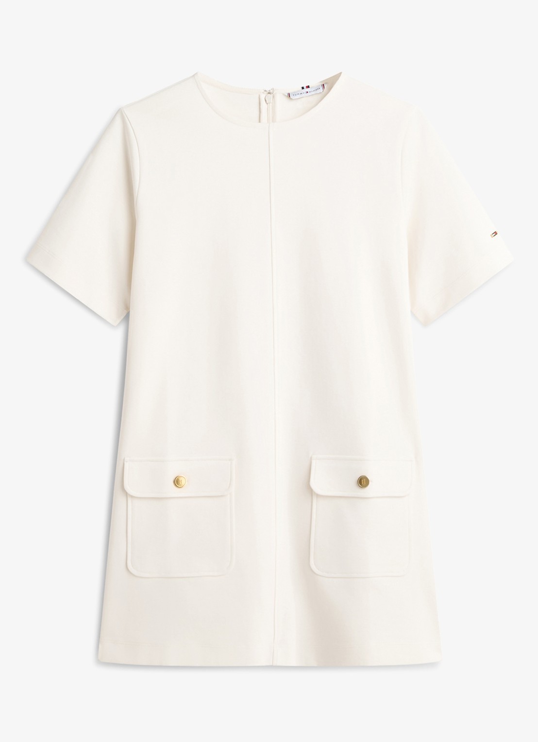 Tommy Hilfiger Mini jurk in katoenblend - voorkant 4 gebroken wit