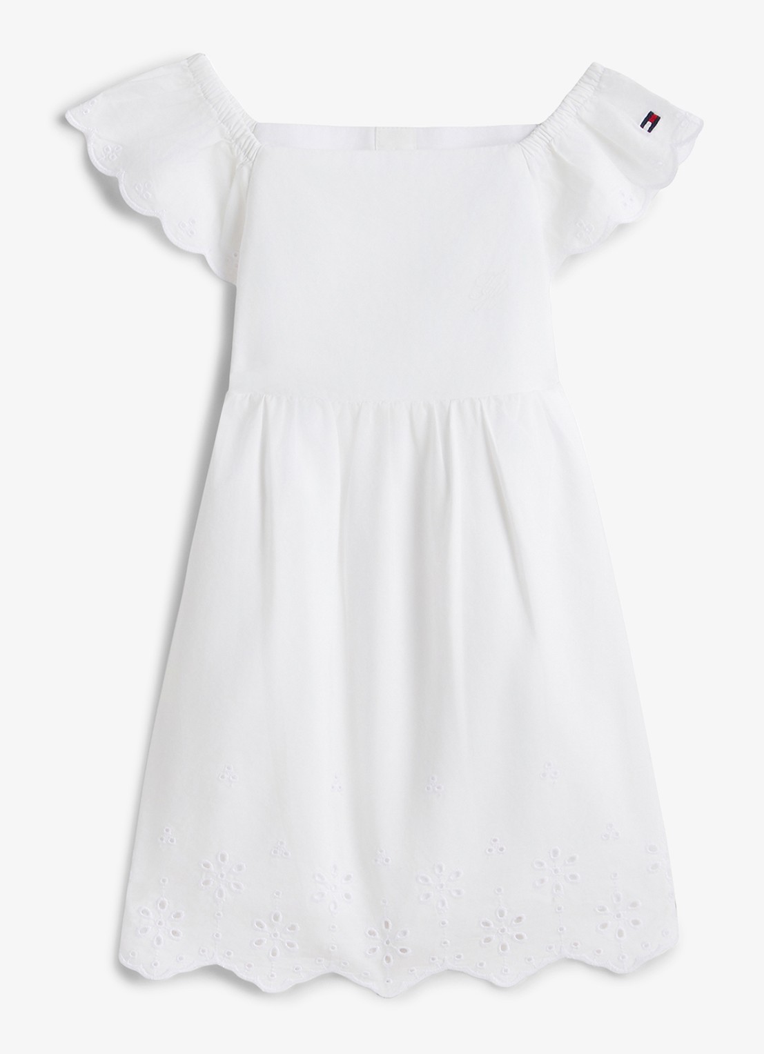 Tommy Hilfiger Mini jurk met borduring - voorkant wit