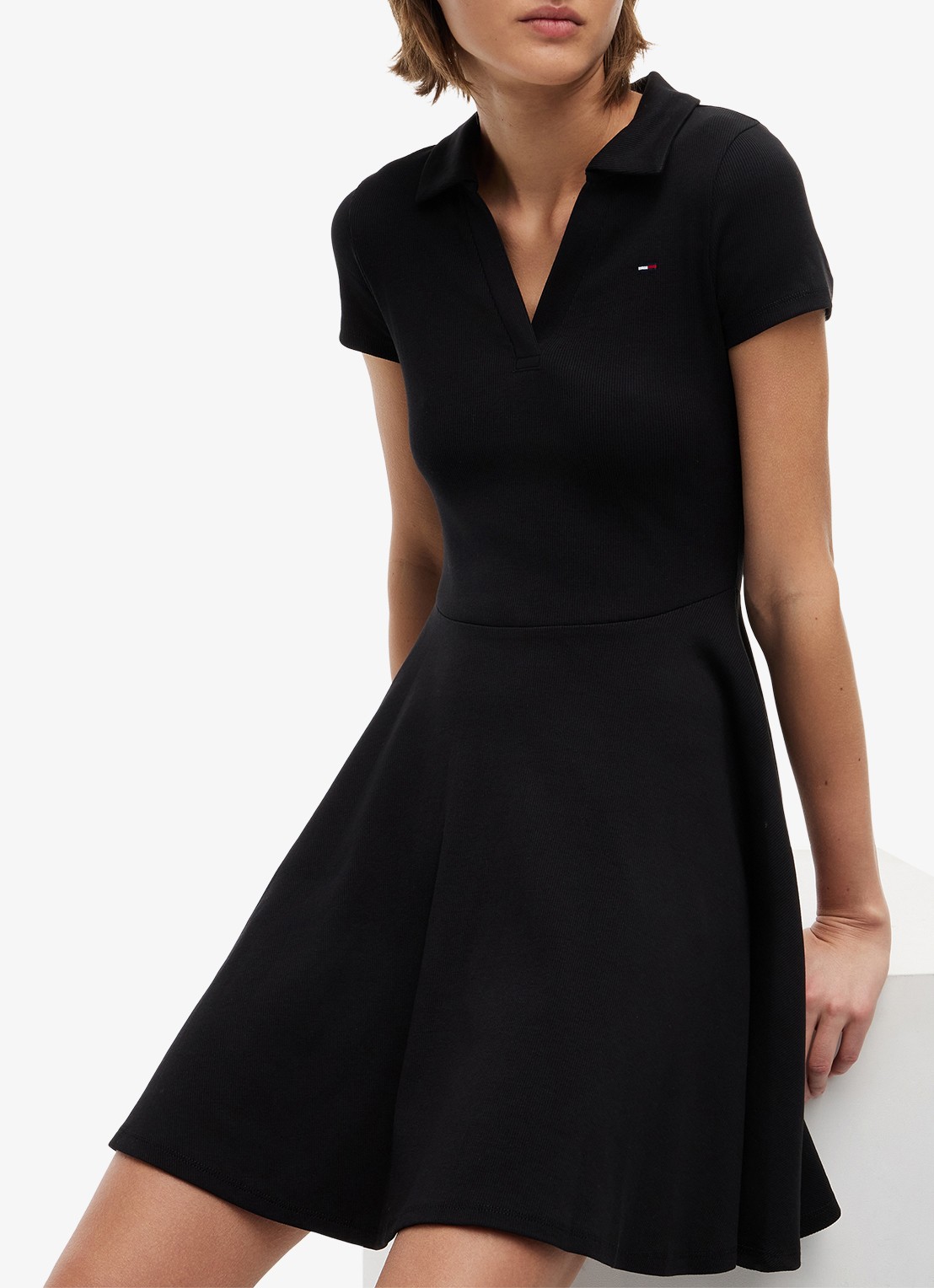 Tommy Hilfiger Mini jurk met logoborduring - detail 4 zwart